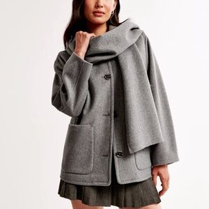 Abercrombie Removable Scarf Wool-Blend Coat (NWT)